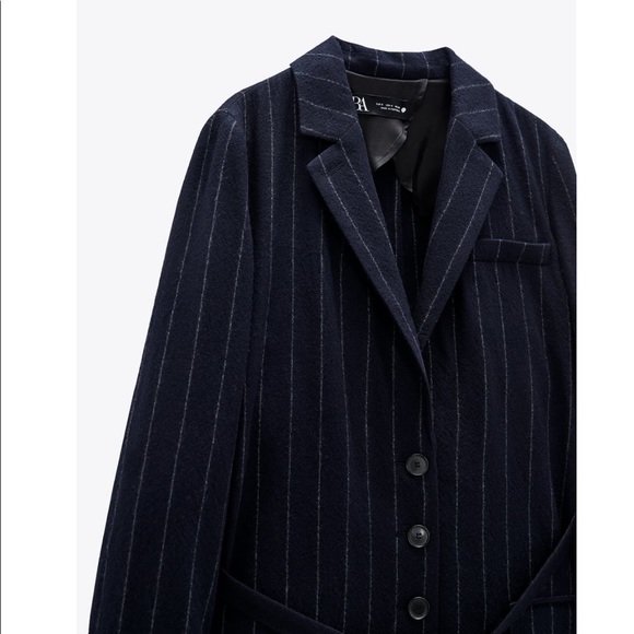 Limited edition navy wool pinstripe coat - Picture 7 of 9